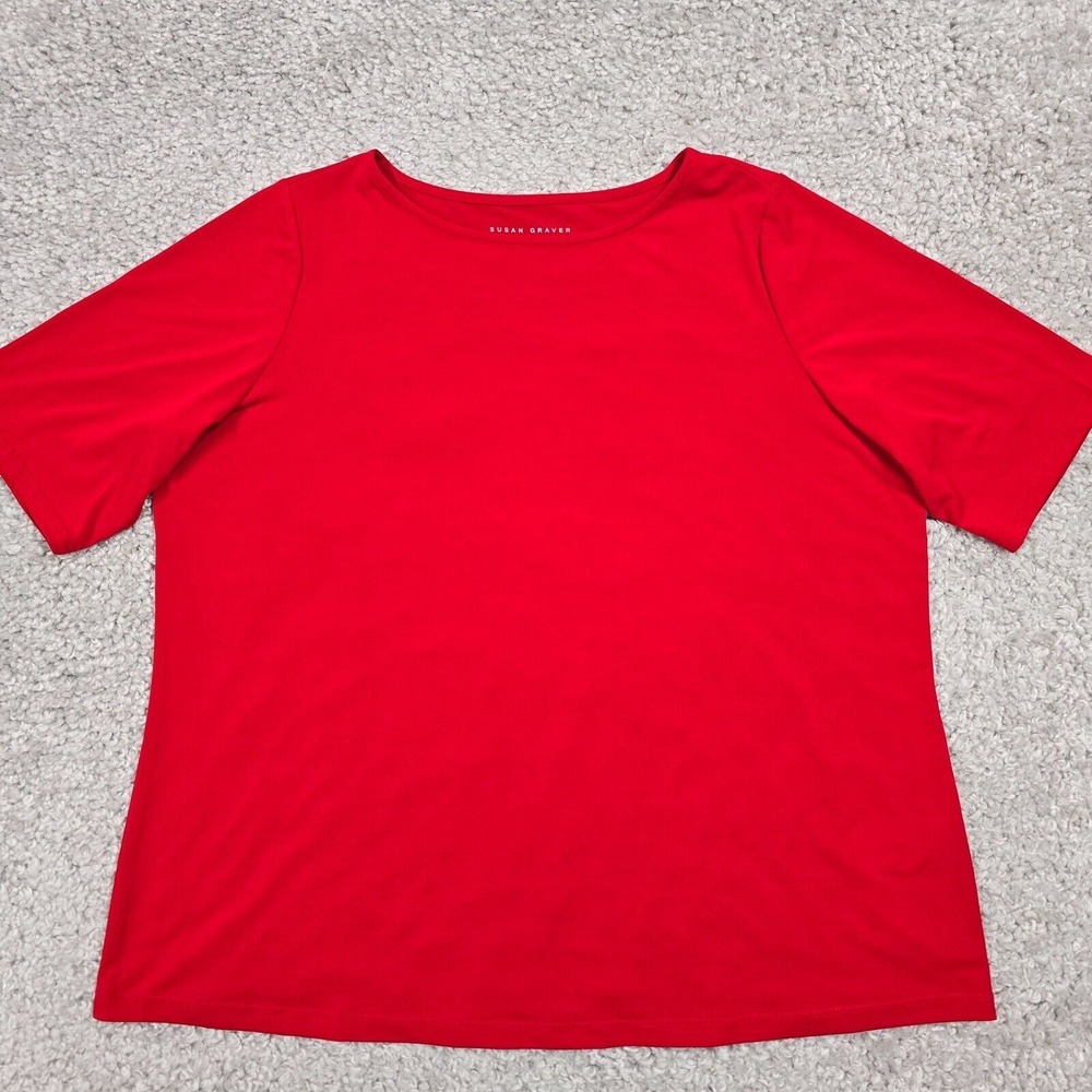 Susan Graver Womens Liquid Knit Short Sleeve Top Size 1X Career Classic